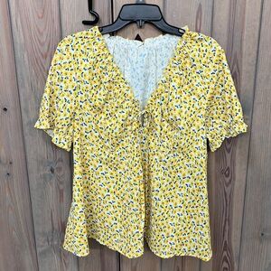 SHEIN Yellow Flower Blouse